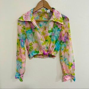 70’s style Halter Floral Top